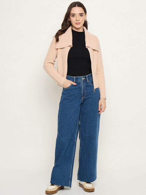 Madame Wide Collar Peach Sweater
