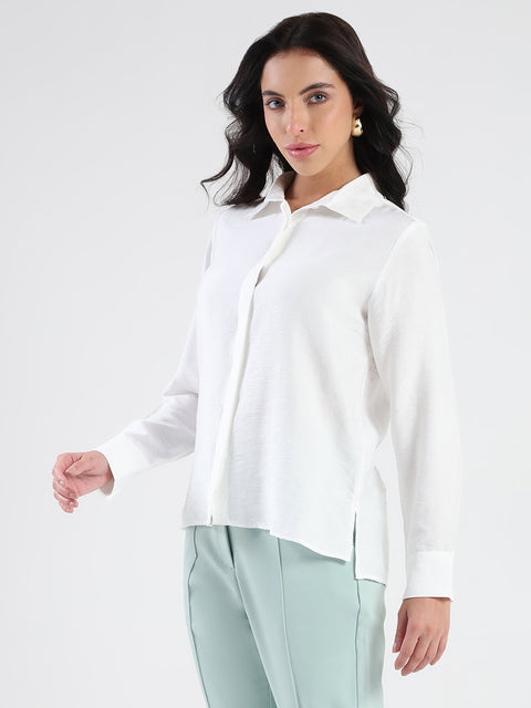 Madame White Rayon Blend Shirt
