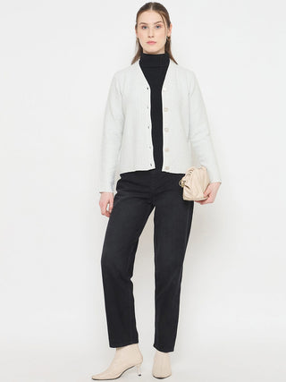 Madame V-Neck Cardigan with  Buttons