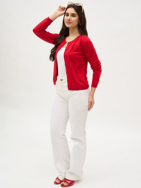 Madame Round Neck Red Cardigan