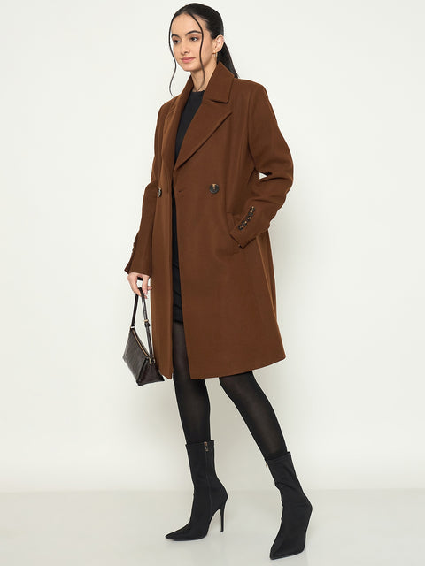 Madame Tan Brown Lapel Collar Long Coat