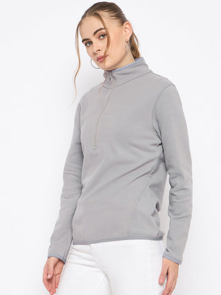 Madame Polar Fleece Half-Zipper Grey Sweatshirt