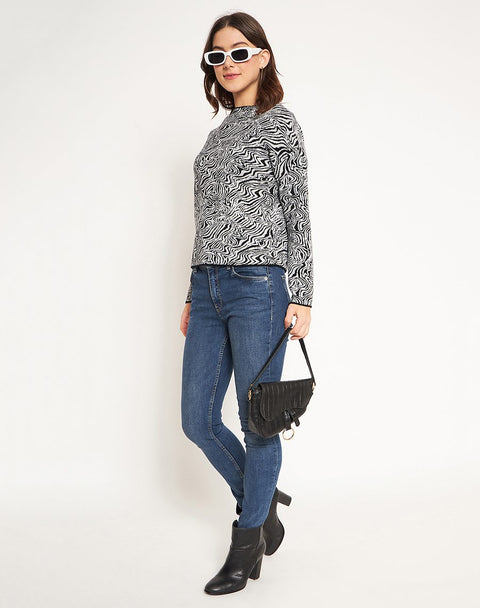 Madame Black Animal Print Sweater