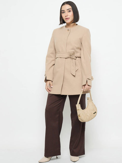 Madame Beige Belted Long Coat