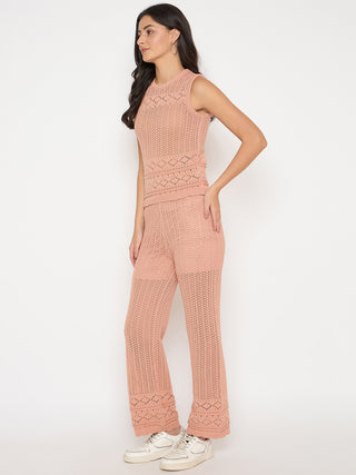 Madame Cotton Top and Bottom Rosewood Pink  Knitted Co-ord Set