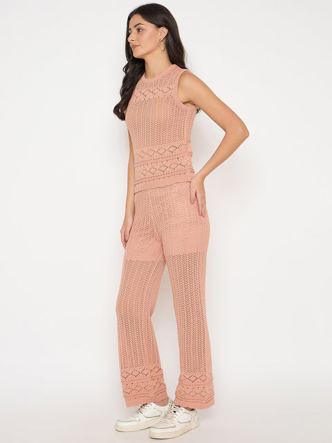 Madame Cotton Top and Bottom Rosewood Pink  Knitted Co-ord Set