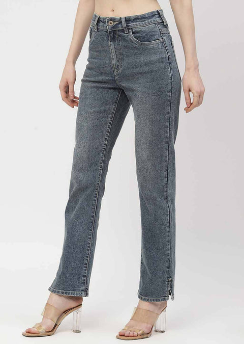 Madame Washed Blue Straight Fit Jeans