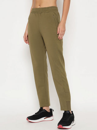 mSECRET Pleated Olive Green Straight Track Bottoms