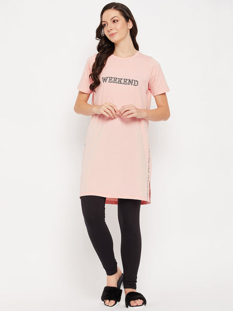 mSECRET Peach Cotton Typography 2 pc Nightsuit