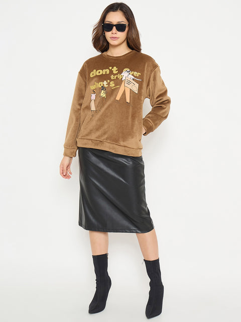 Madame Graphic Print Brown Sweatshirt