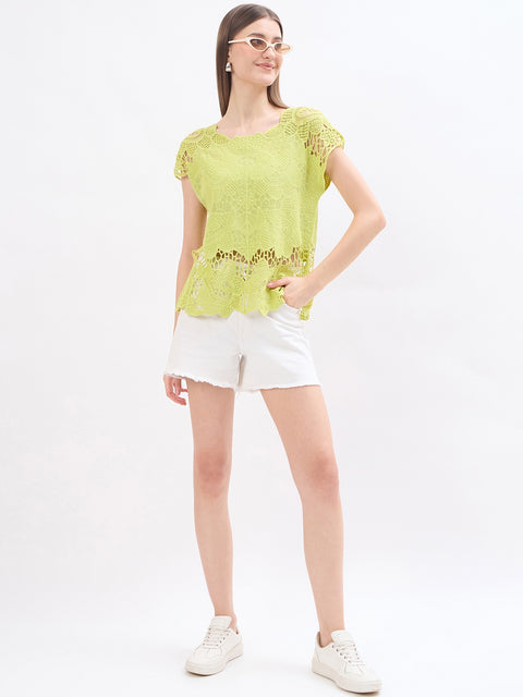 Madame Lace Fabric Lime Green Cotton Top