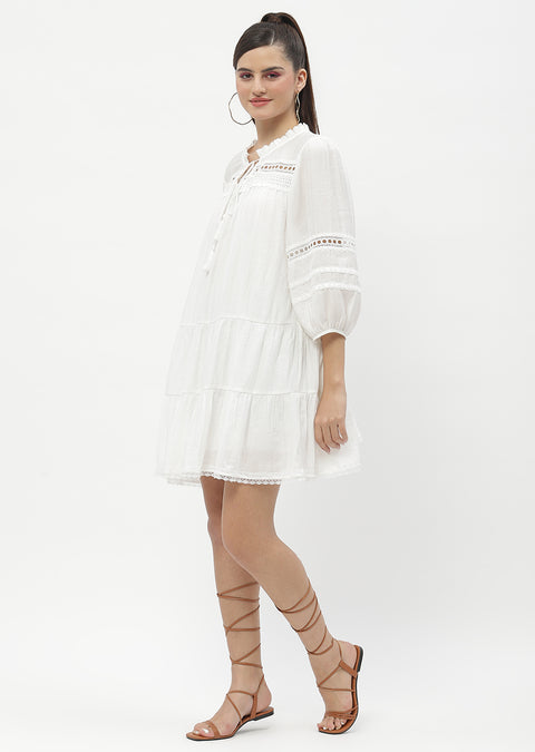 Madame Puff Sleeve Off-White Dress