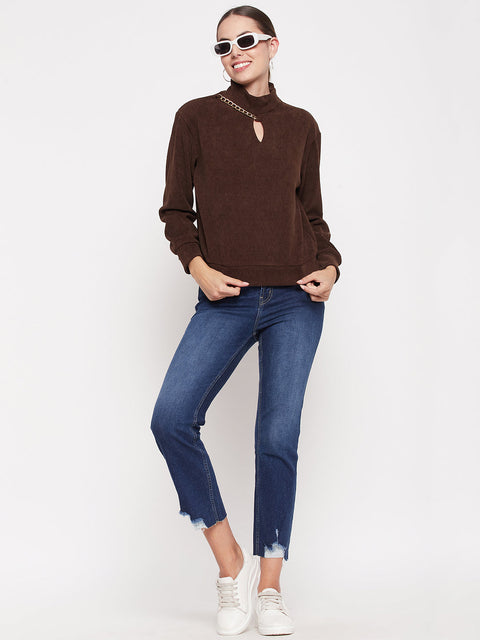 Madame Brown Keyhole Neck Sweater