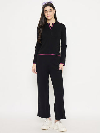 Madame Contrast Trim Black Knitted Co-ord Set