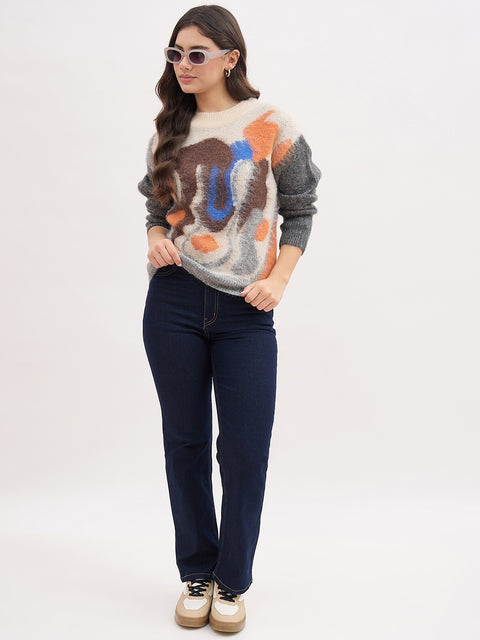 Madame Multicolor Printed Sweater