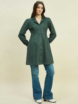 Madame Solid Green Blazer Dress