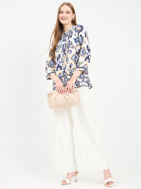 Madame Printed Off White Tunic