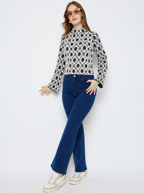 Madame Geometric Print Multicolor Sweater