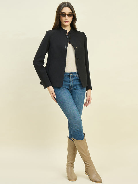 Madame Black Mock Neck Coat