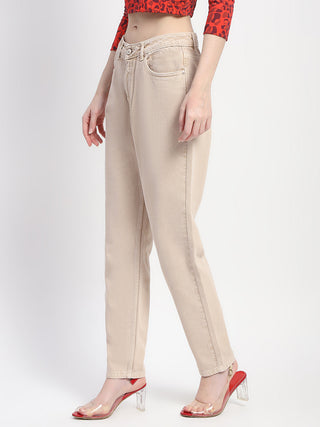 Madame Straight Fit Cotton Beige Denim