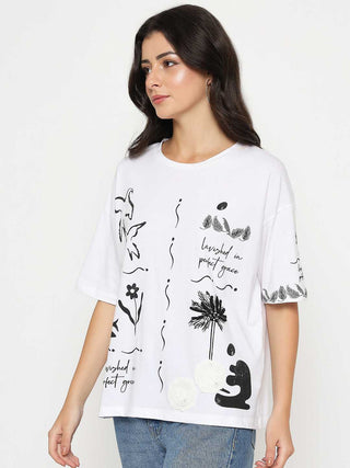 Madame Graphic Print Cotton White T-shirt
