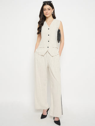 Madame Ivory Viscose Linen Blend Co-Ord Set