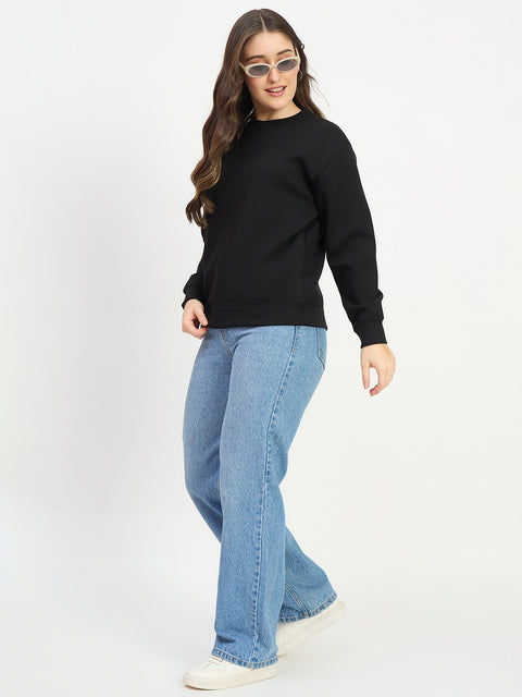 Madame Solid Black Sweat-Shirt