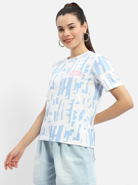 Madame Abstract Print Sea Green T-Shirt