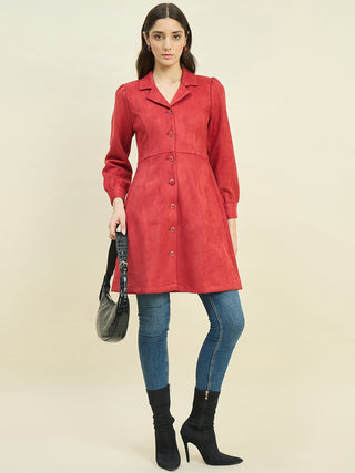 Madame Suede Blazer Dress with Embellished Button Details