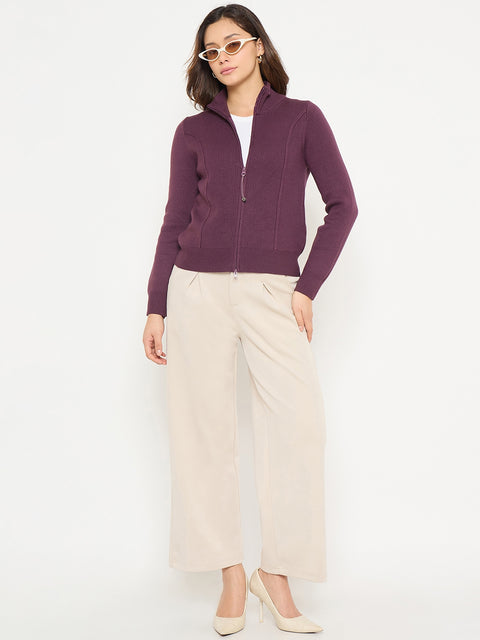 Madame Mock Neck Purple Sweater