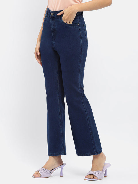 Madame Solid Blue Flared Jeans