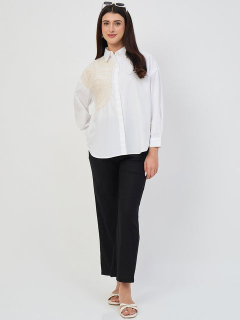 Madame White Embroidered Cotton Shirt