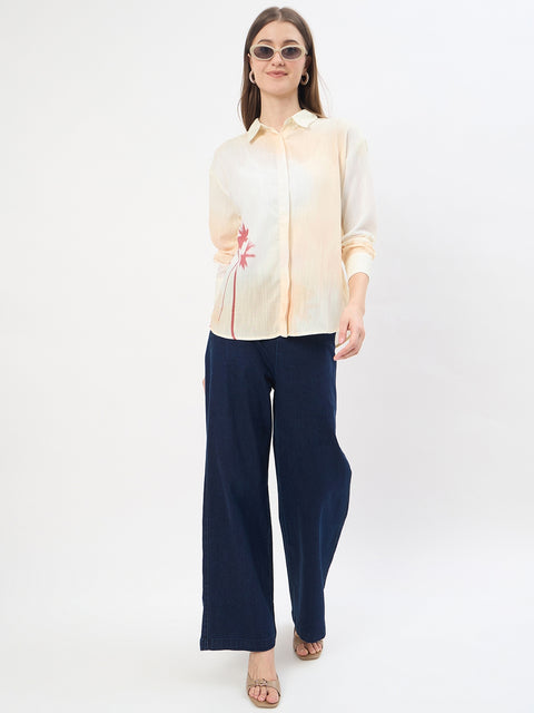 Madame Flower Print Off White Shirt