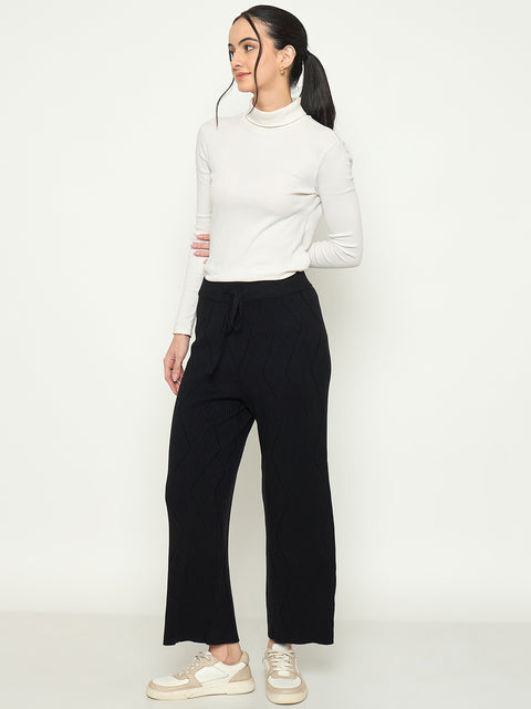 Madame Black Straight Fit Wool Bottoms