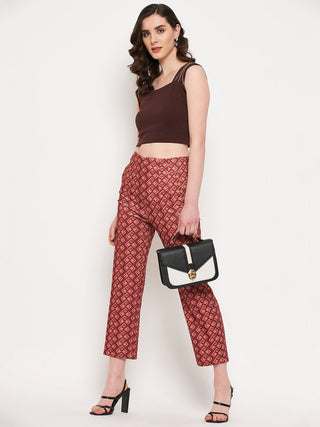 Madame Printed Rosewood Trouser