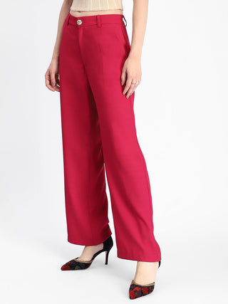 Madame Straight Fit Flared Hot Pink Trousers