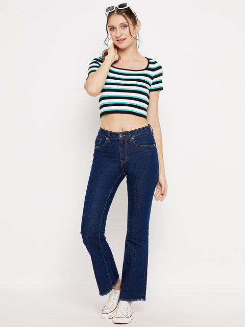 Madame Rugged Hem Dark Blue Denim Jeans