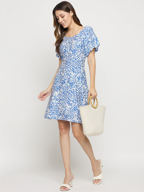Madame Blue Rayon Blend Dress