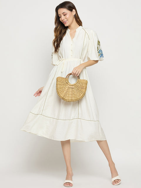 Madame Off White Viscose Blend Dress