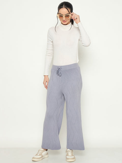 Madame Mauve Colour Straight Fit Wool Bottoms