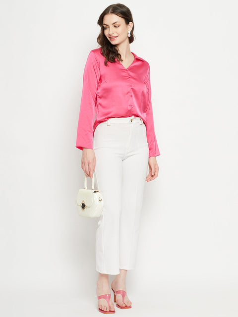 Madame Hot-Pink Satin Shirt