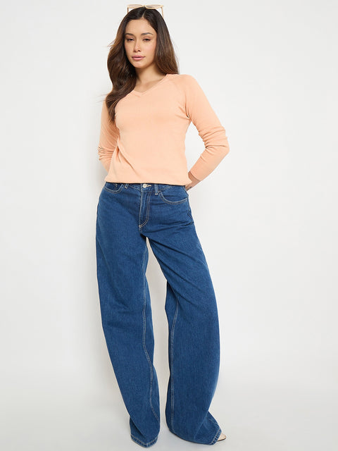 Madame Rosewood  Solid V Neck Sweater