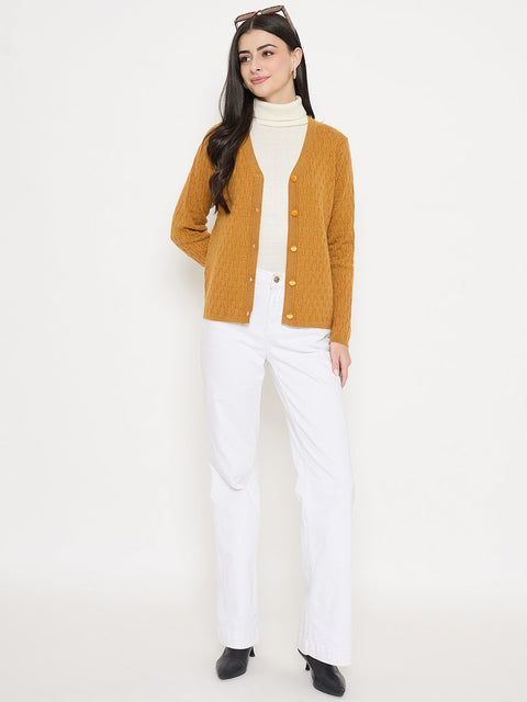 Madame Cable Knit Mustard Yellow Cardigan