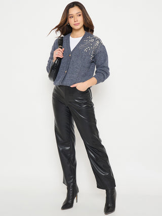 Madame Dark Grey Embroidered Sweater