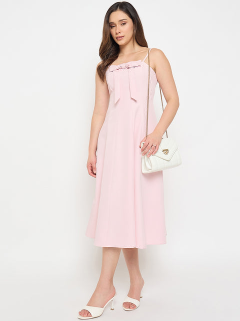 Madame Bow Accented Pink Camisole Dress