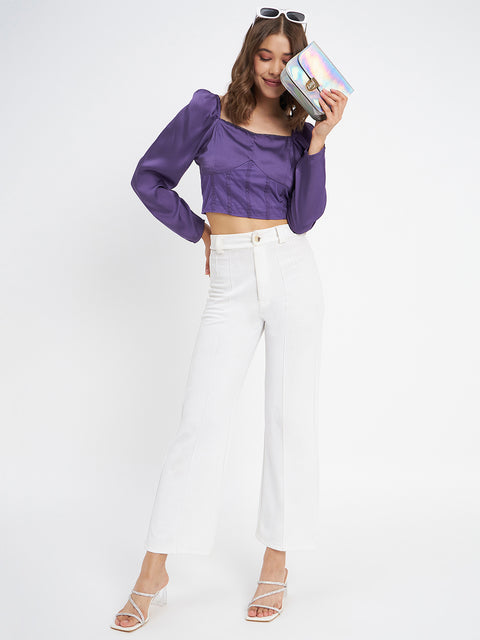 Madame Embellished Detail Corset Style Purple Top