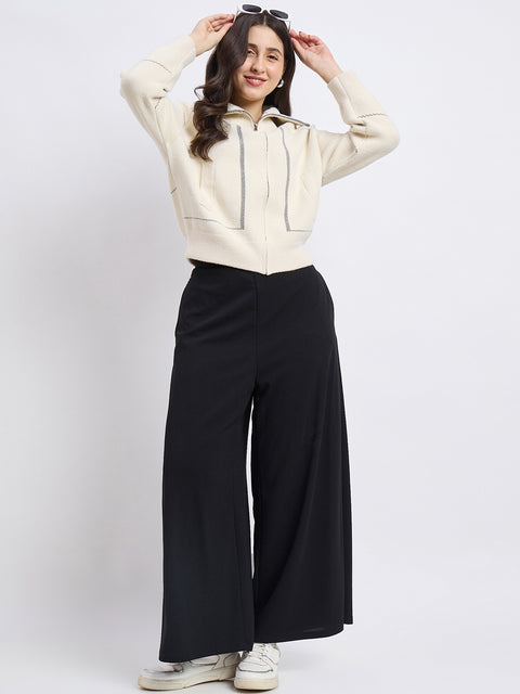 Madame Beige Polo Zipper Sweater