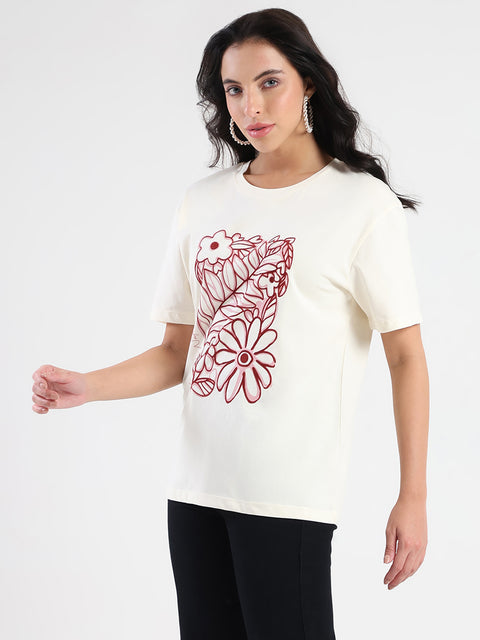 Madame Graphic Flock Print Off-White Sinker T-shirt