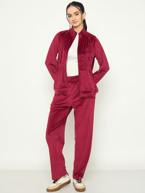 mSECRET Maroon Mock Neck Night Suit