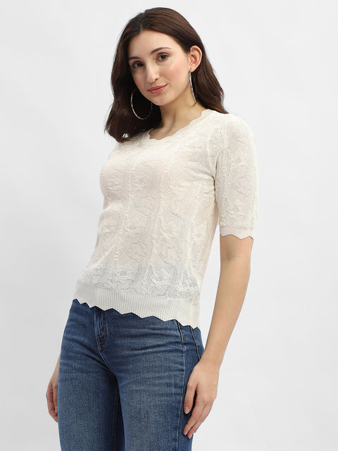 Madame Crinkled Beige Sheer Top